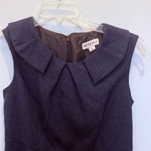 Merona sleeveless black w/ blue ruffle collared fitted mini dress Size 2 AZ